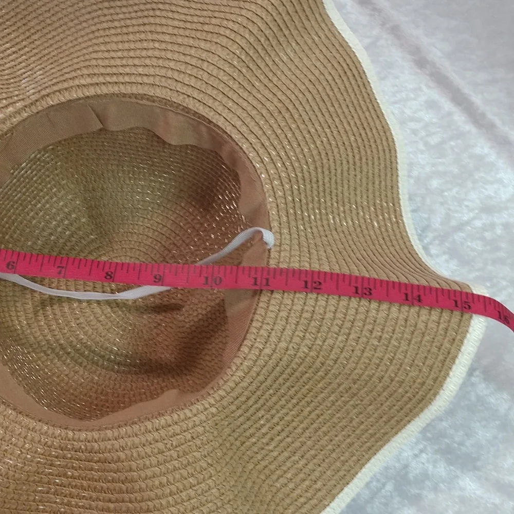 Floppy Hat With Flower Neutral 2-tone Boho Casual Country Vacation Minimalist - Picture 11 of 17